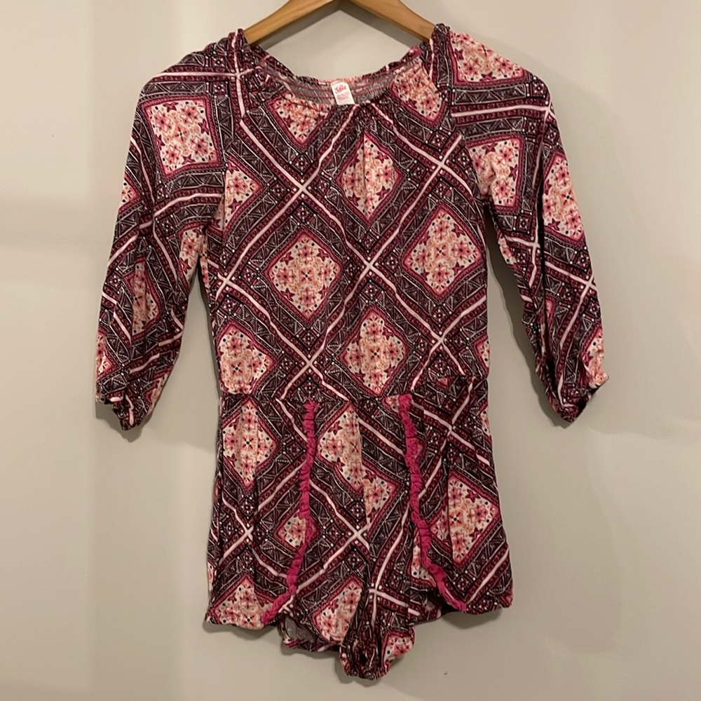 Justice Patterned Romper Sz 14 EUC